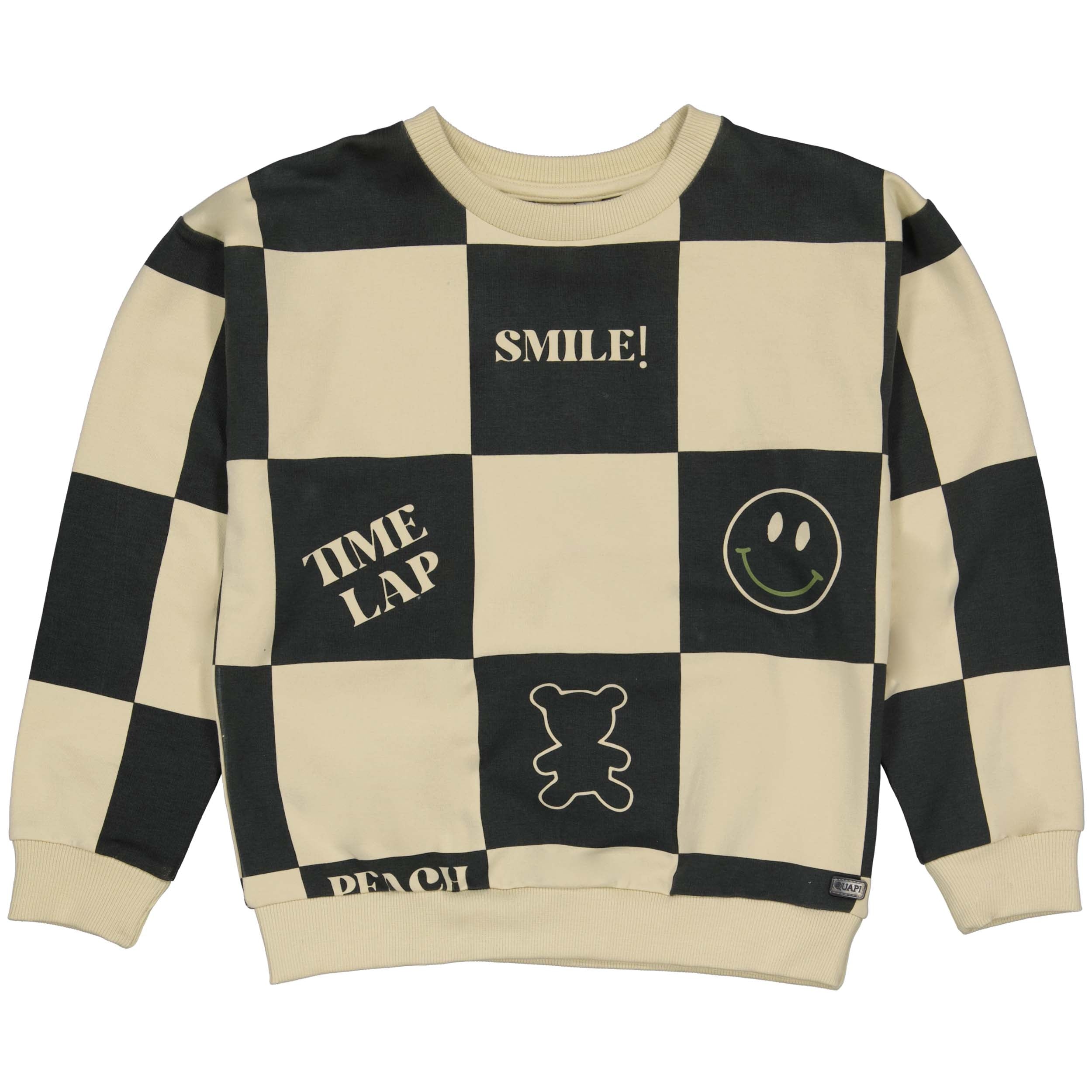 Pullover Grau karierter | AOP Grey Shapes