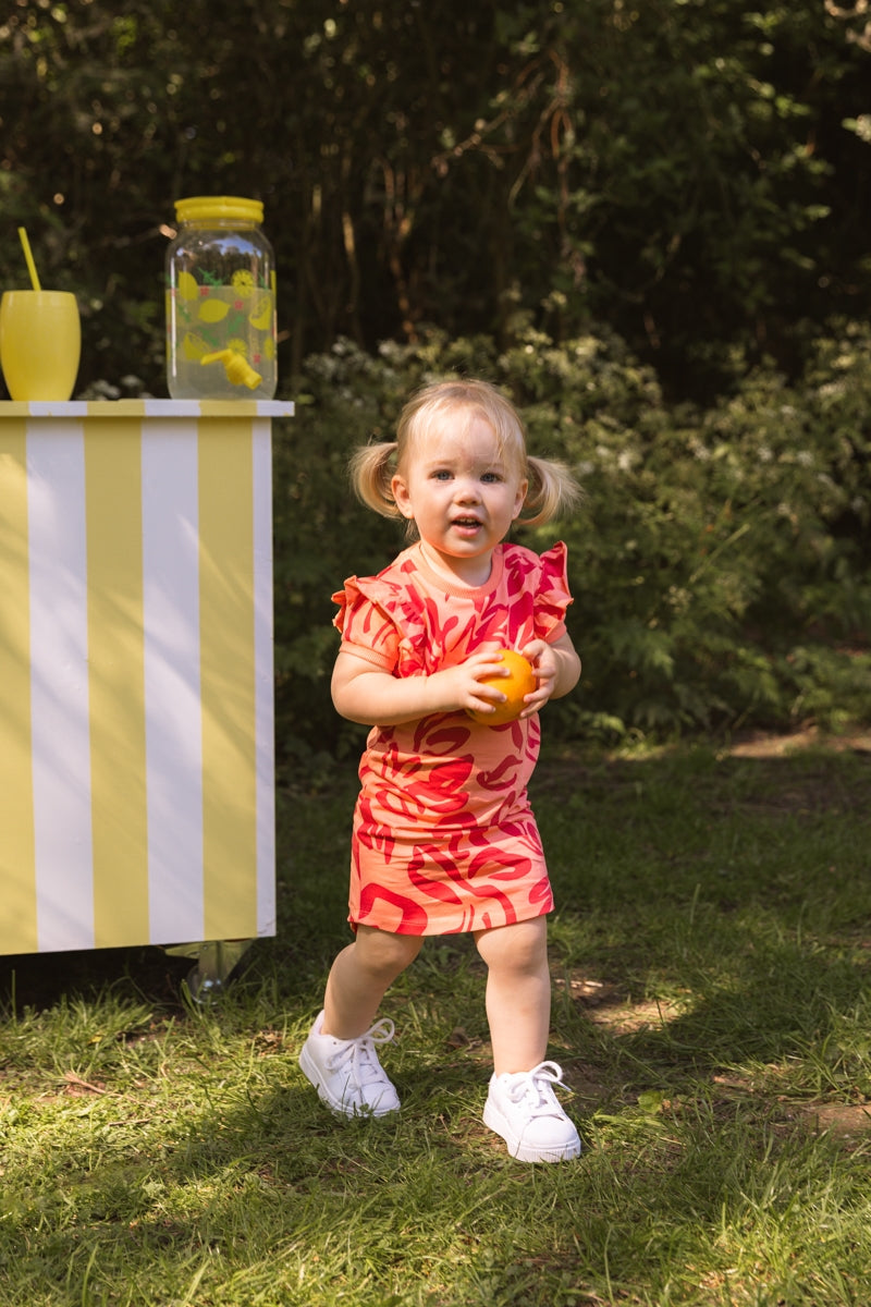 Jurk Oranje Rood | AOP Orange Flower