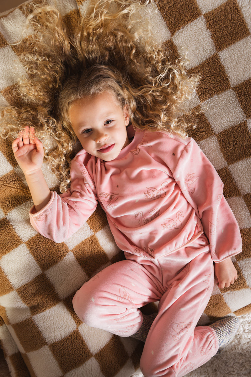 Pyjama roze met zwanenprint | AOP Pink Animal