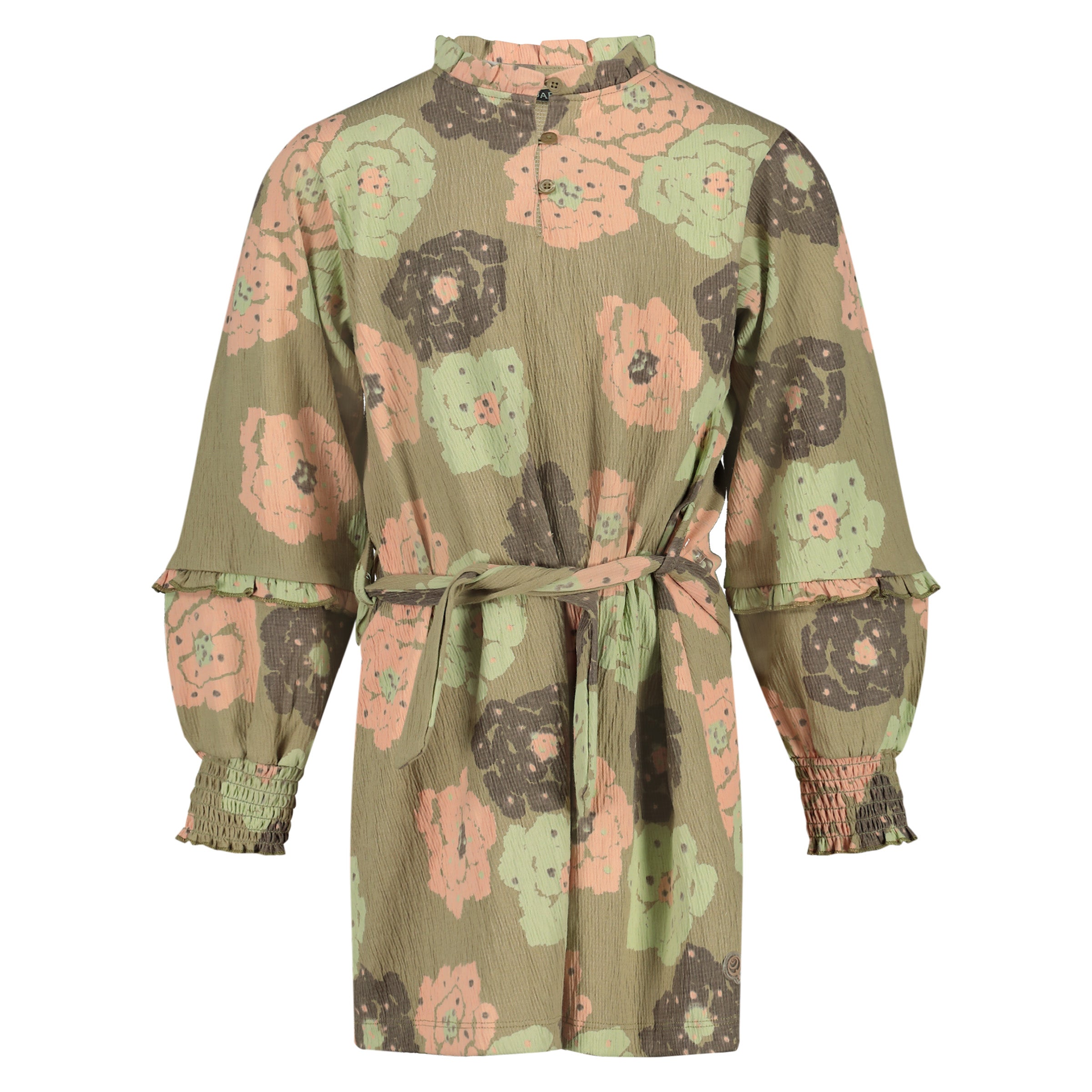 Jurk met bloemen | AOP Green Flower