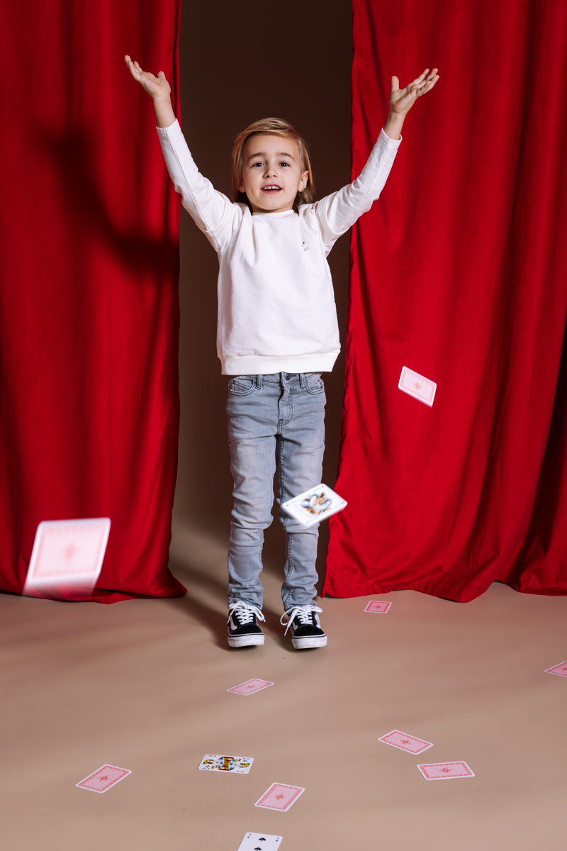 Sweater Oversized ivoorwit met print | Ivory White