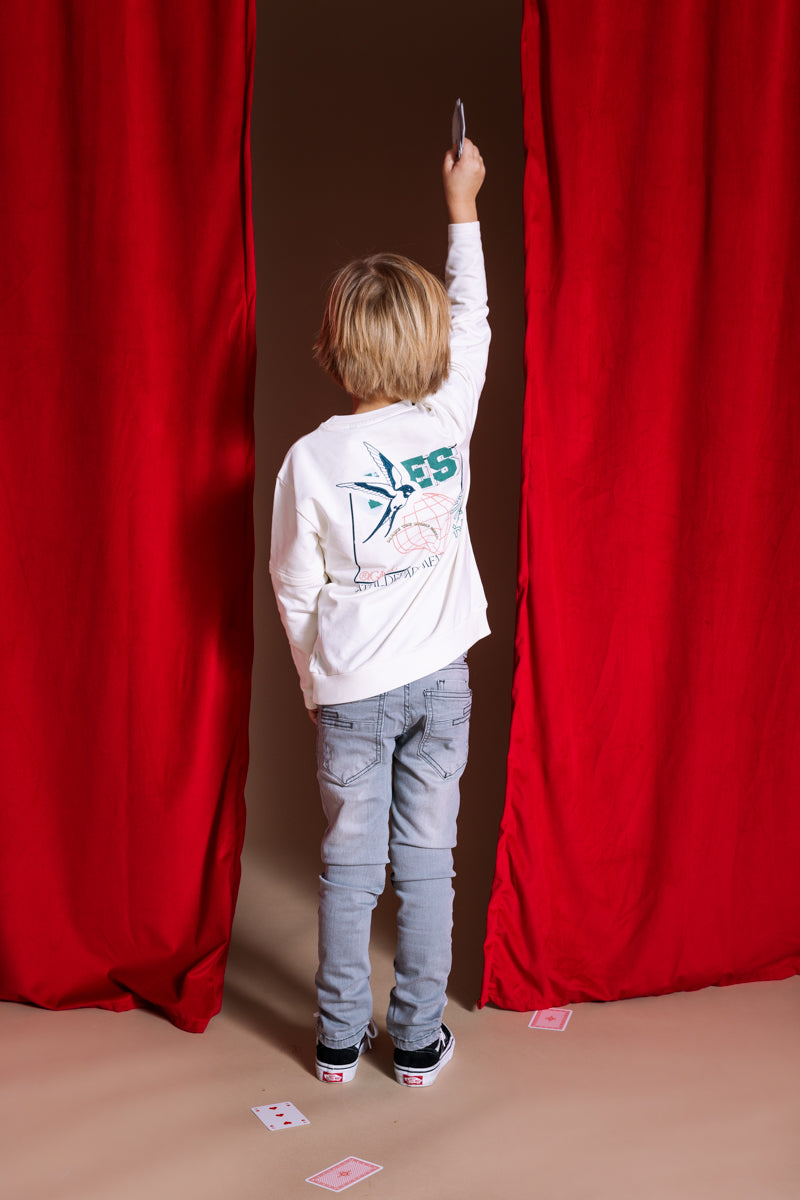 Sweater Oversized ivoorwit met print | Ivory White