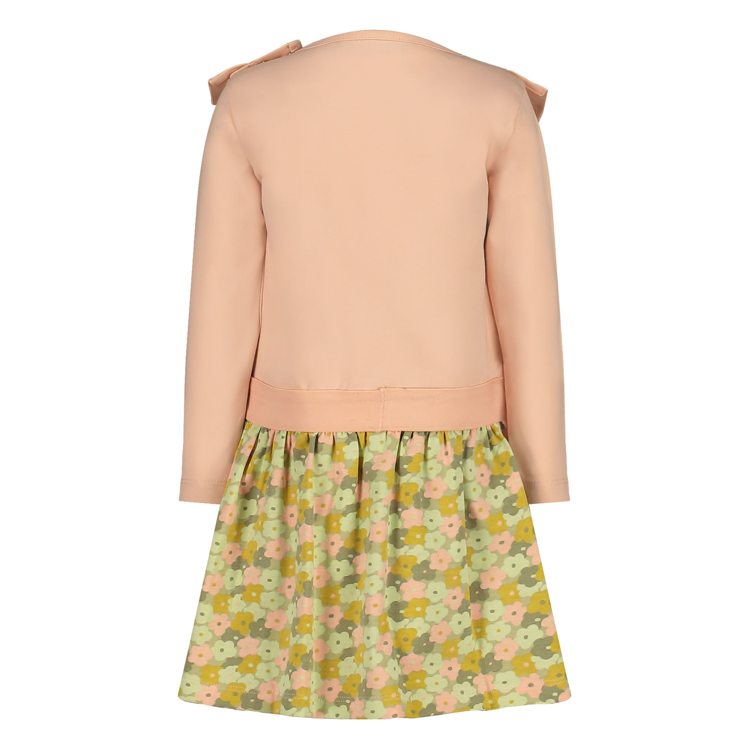 Jurk met bewerkte rok | AOP Pink Flower