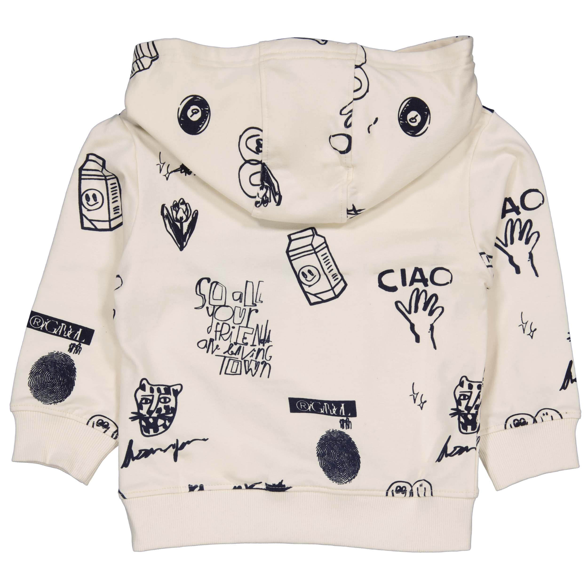 Hooded sweater met allover print | AOP White Sketch
