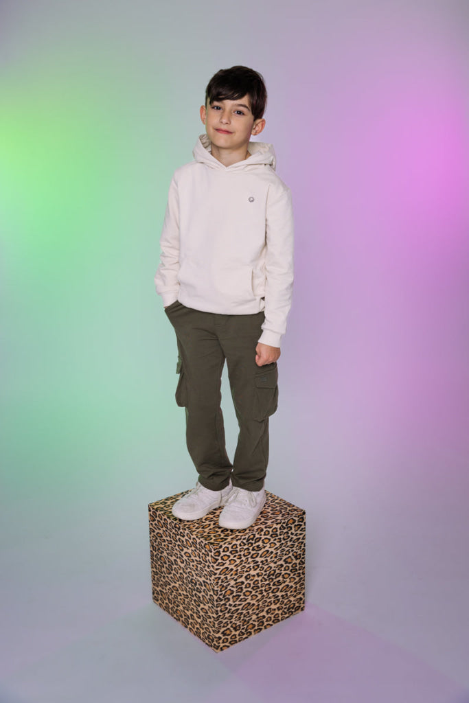 Hooded sweater wit | White Marble Sweater