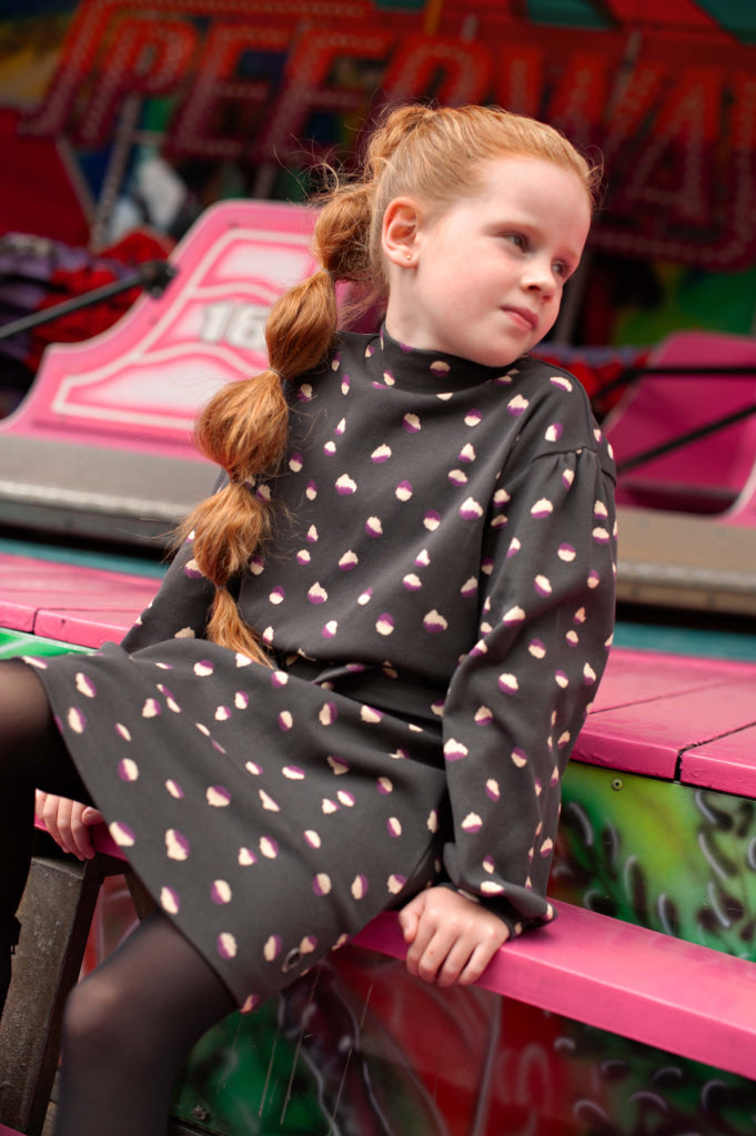 Jurk zwart | AOP Black Animal Dress