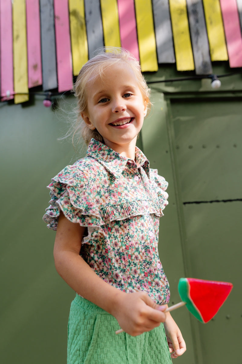 BLOUSE | AOP Green Flower