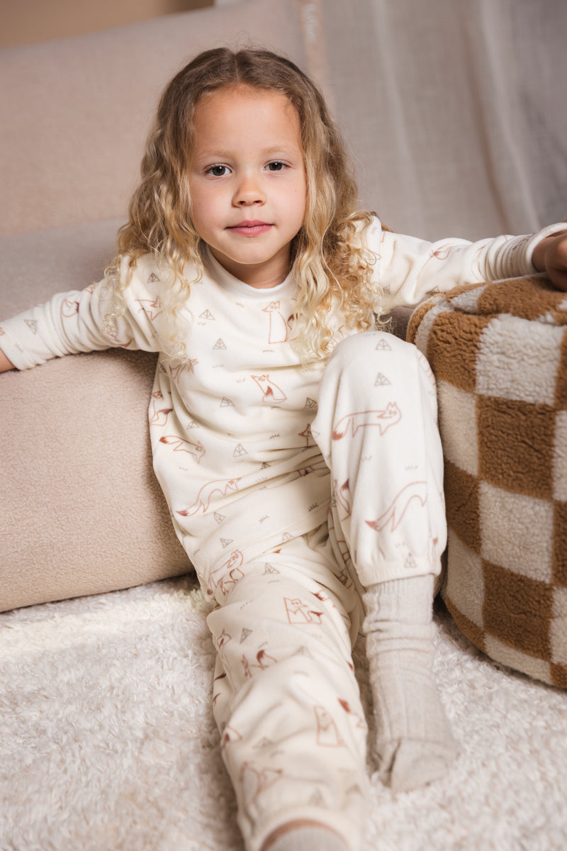 Pyjama gebroken wit met vossenprint | AOP Brown Animal
