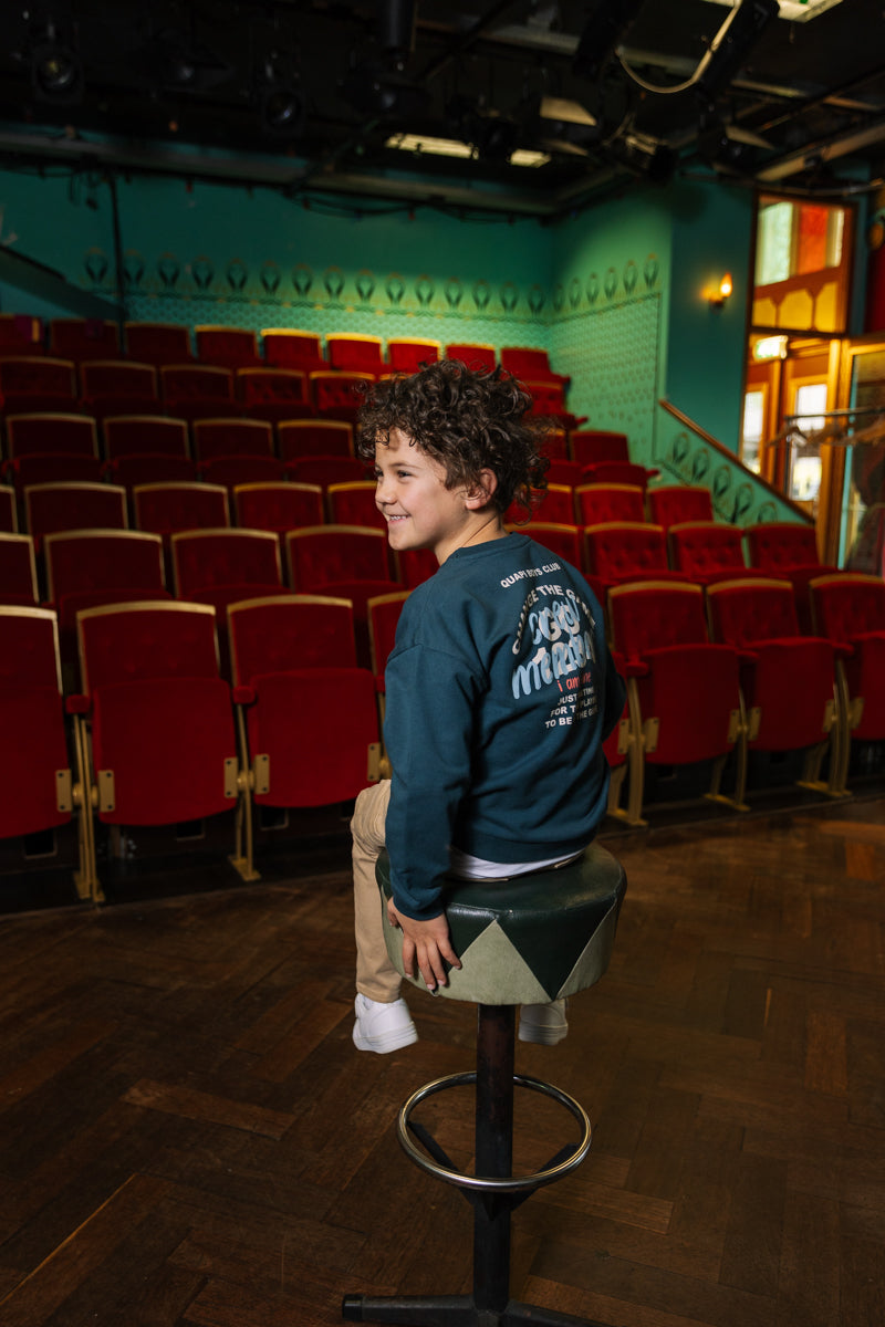 Sweater Oversized nachtblauw met print | Night Blue