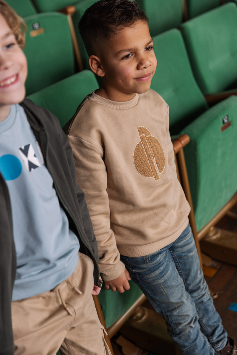 Sweater zandkleurig met print | Sand