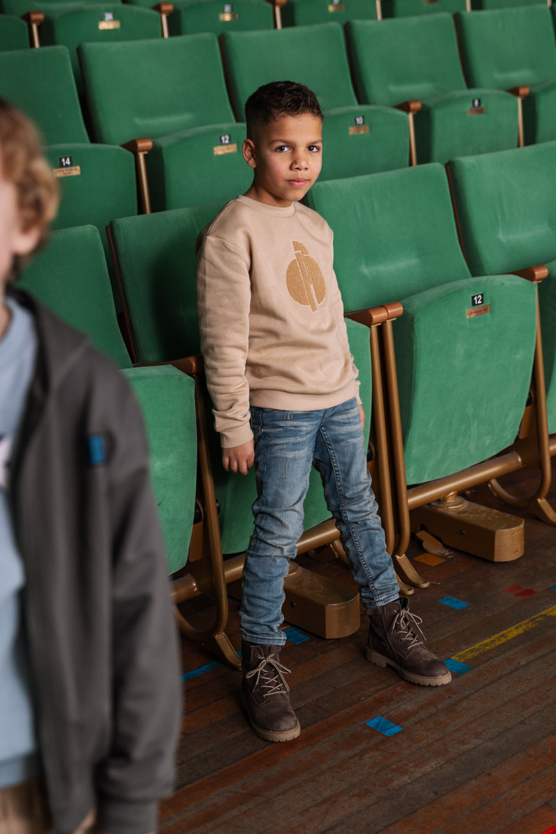 Sweater zandkleurig met print | Sand