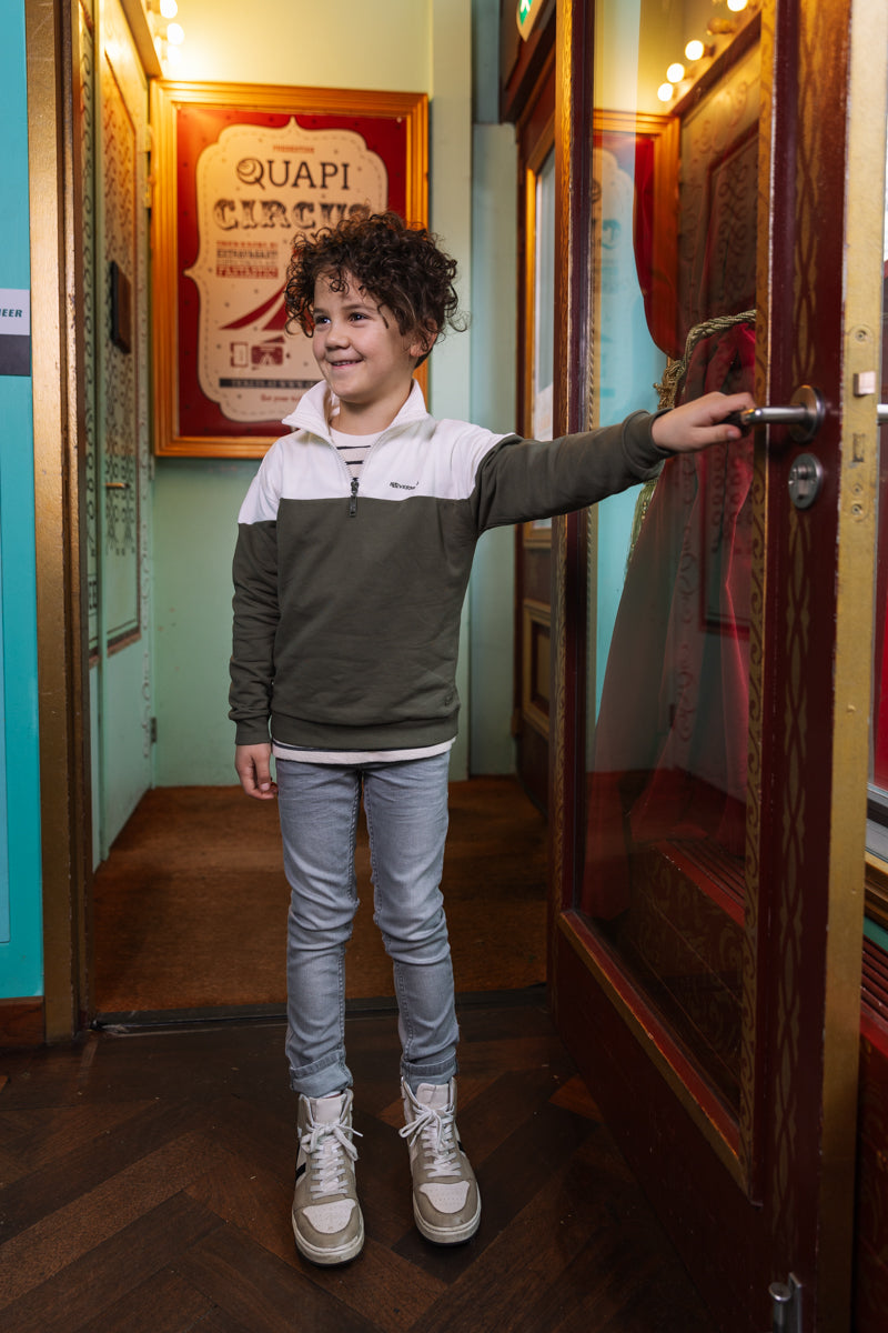 Sweater wit/groen | Ivory White