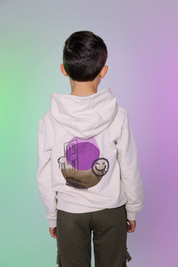 Hooded sweater wit | White Marble Sweater